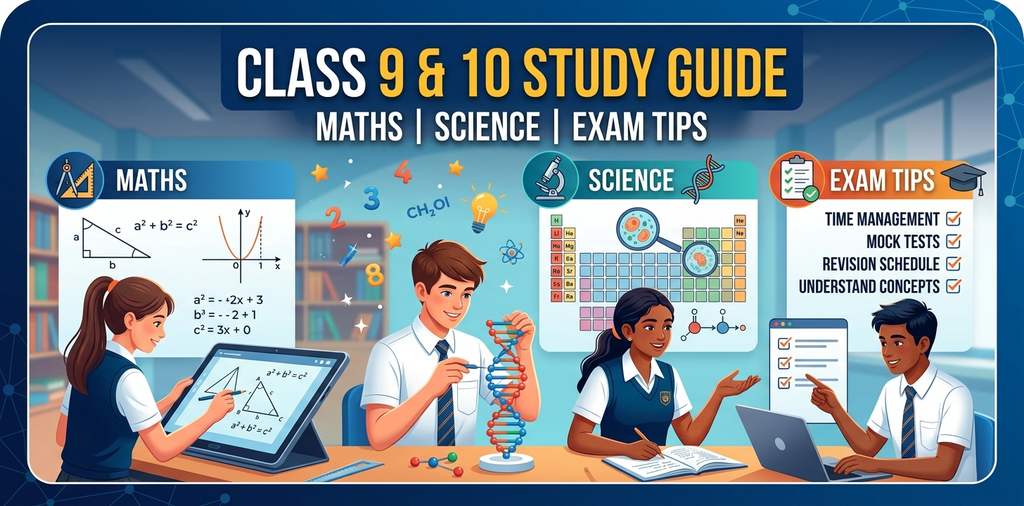 Class 9 & 10 Study Guide: Maths, Science & Exam Tips.