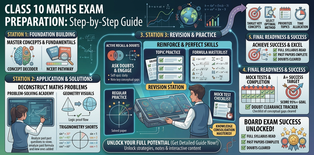 Class 10 Maths Exam Preparation: Step-by-Step Guide.